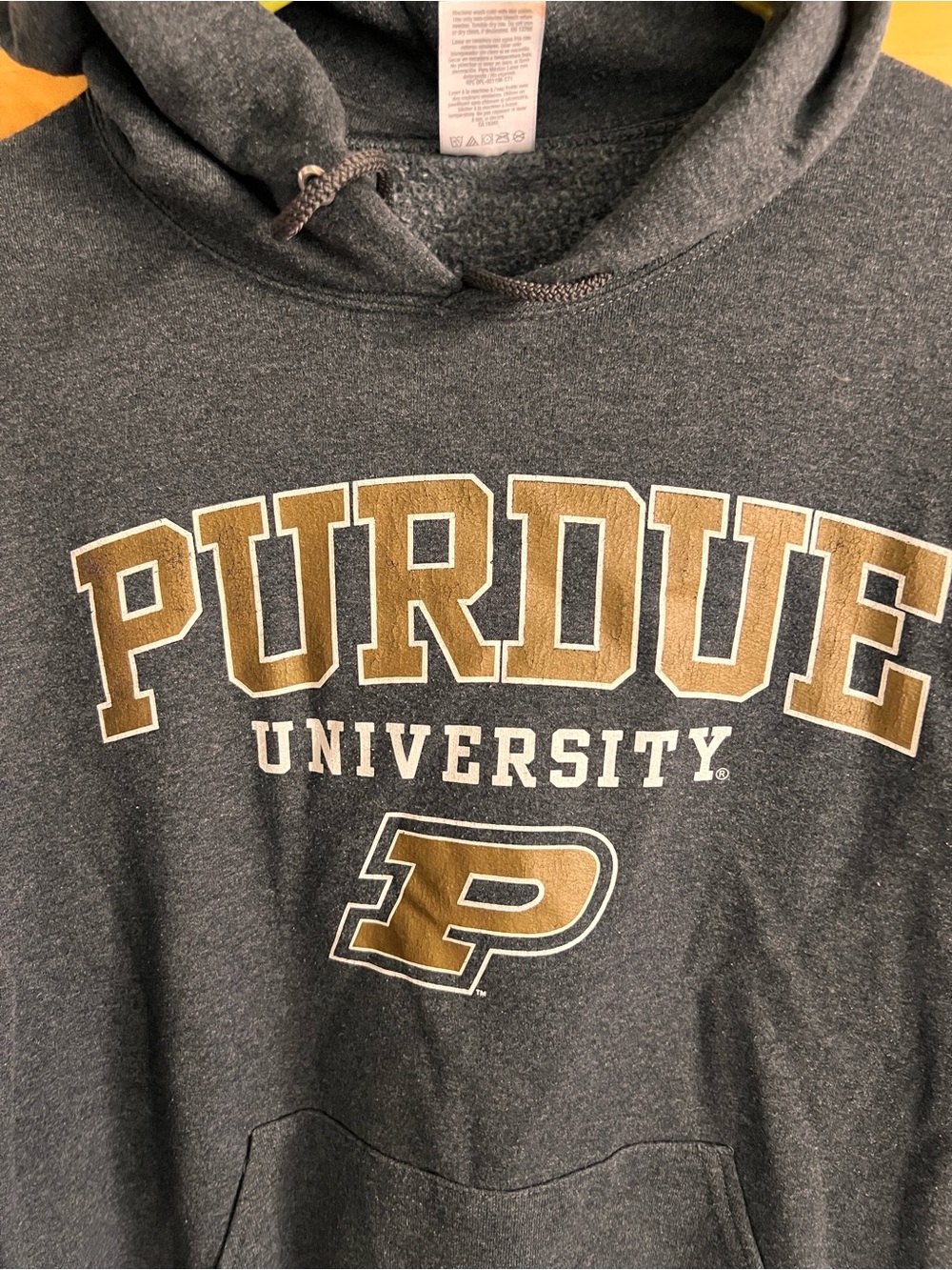Jerzees Purdue University Gray Hoodie with Gold Lettering